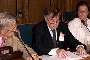 слева направо: Е. И. Новоселов, г-н Чиприани, г-жа Мария Сика